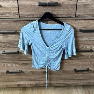 American Eagle Outfitters Sky Blue Ruched Crop Top